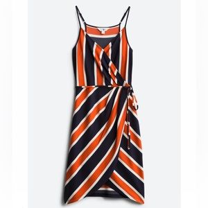 NWT Navy and Orange Faux Wrap Dress, Size XL